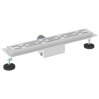vidaXL Shower Drain with Line Design Silver 50 cm Stainless Steel 304