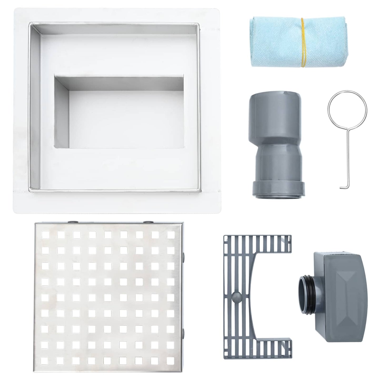 vidaXL Dot Shower Drain Silver 20 x 20 cm Stainless Steel 304