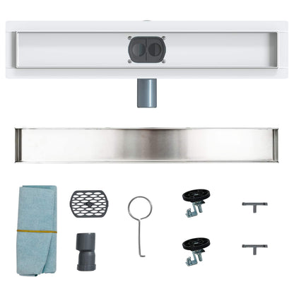 vidaXL Shower Drain 2-in-1 with 360° Siphon Silver 54 x 11 x 9.5 cm