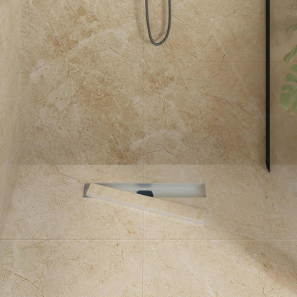 vidaXL Shower Drain 2-in-1 with 360° Siphon Silver 54 x 11 x 9.5 cm