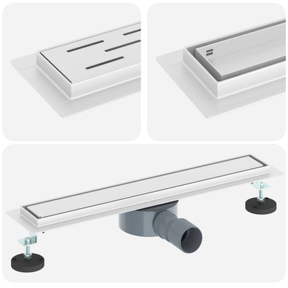 vidaXL Shower Drain 2-in-1 with 360° Siphon Silver 54 x 11 x 9.5 cm