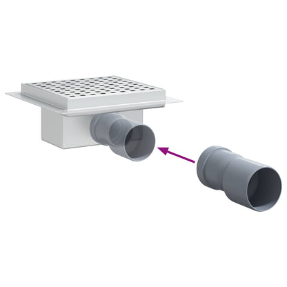 vidaXL Dot Shower Drain Silver 15 x 15 cm Stainless Steel 304