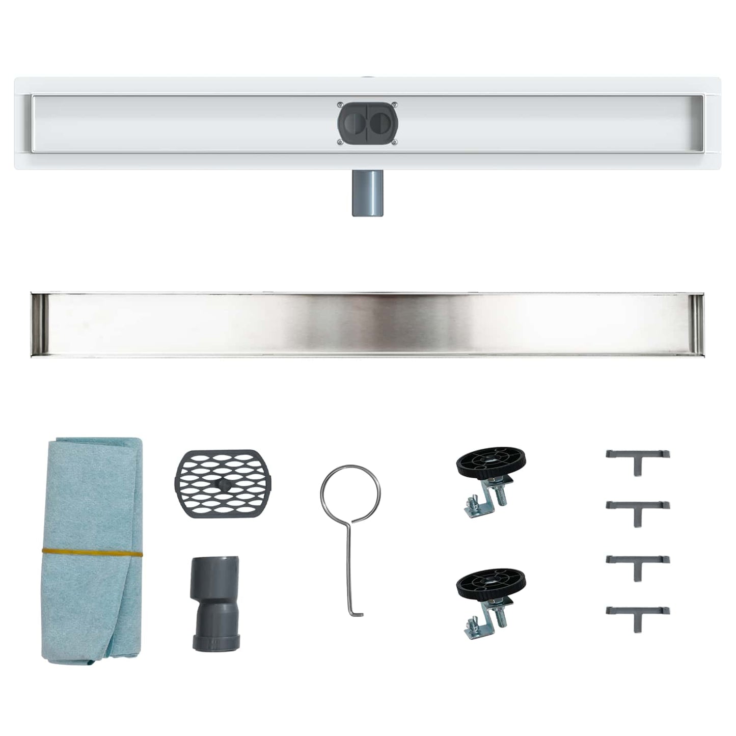 vidaXL Shower Drain 2-in-1 with 360° Siphon Silver 80 cm