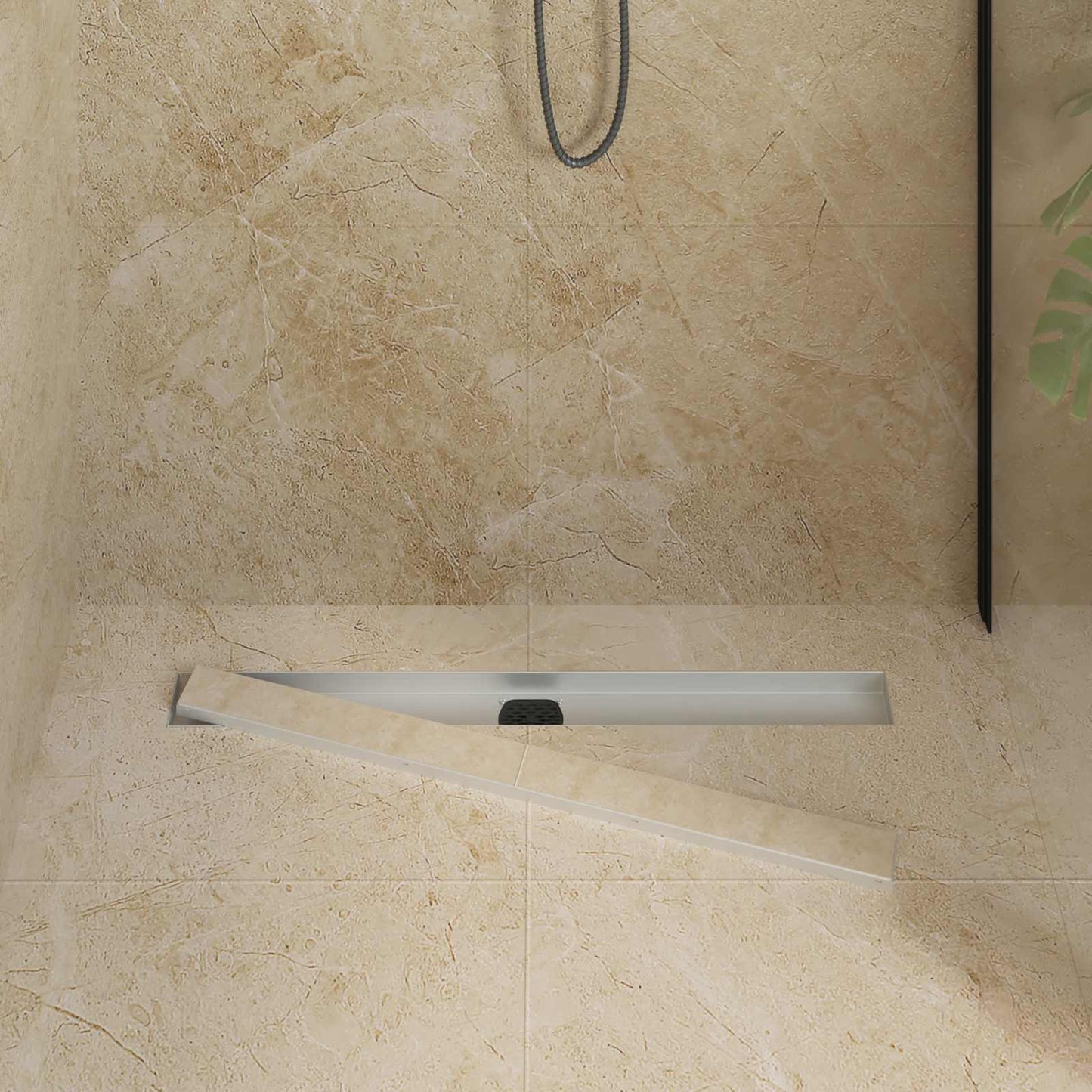 vidaXL Shower Drain 2-in-1 with 360° Siphon Silver 80 cm