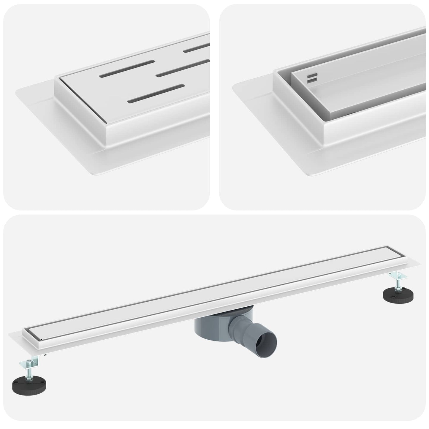vidaXL Shower Drain 2-in-1 with 360° Siphon Silver 80 cm