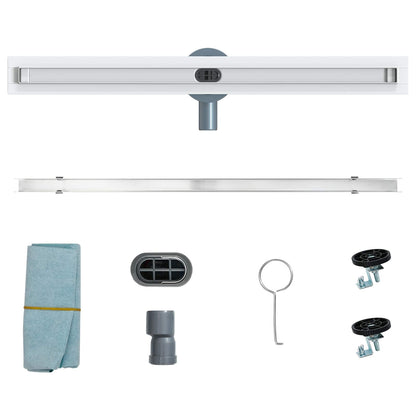 vidaXL 360° Shower Drain with Slim Model Silver 70 cm