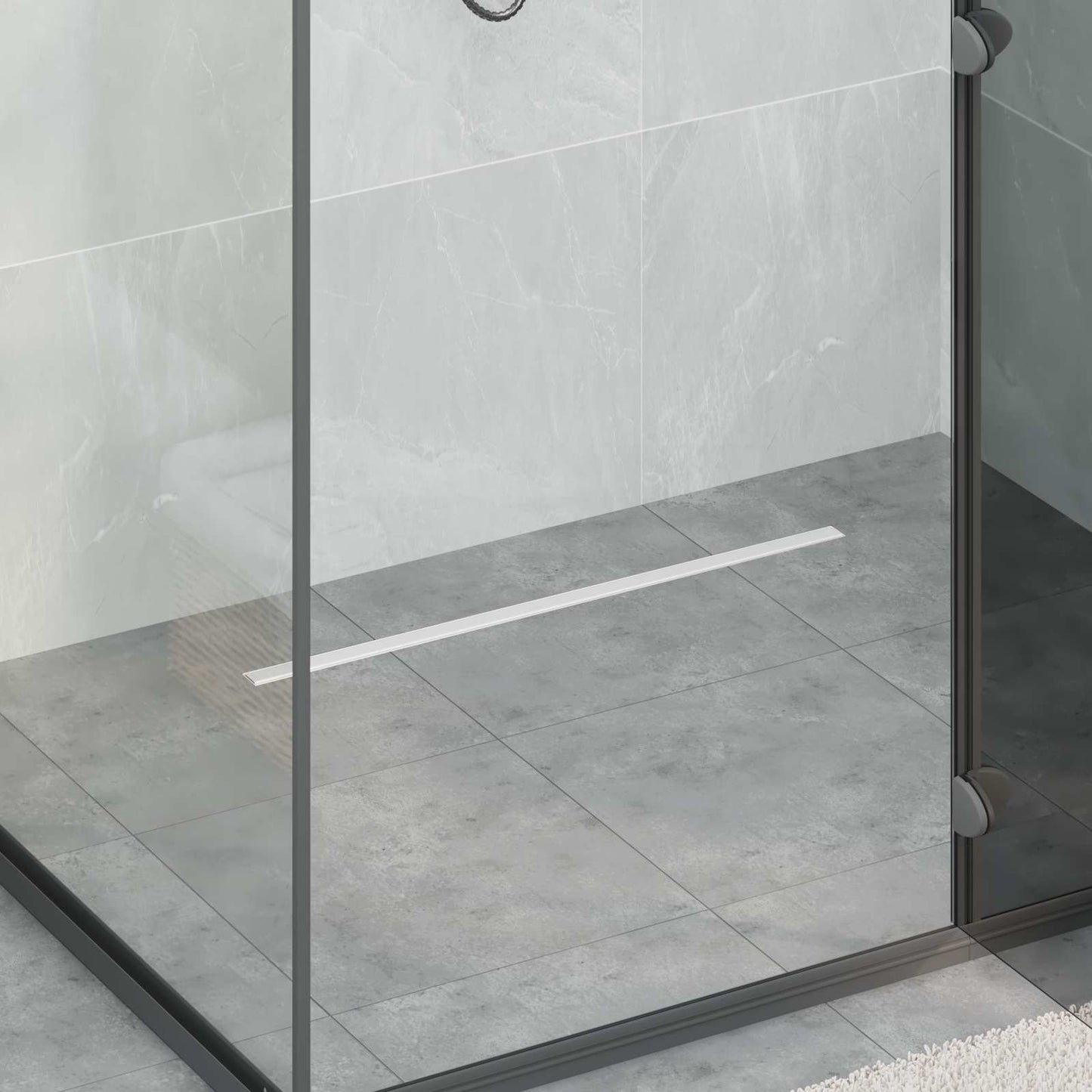 vidaXL 360° Shower Drain with Slim Model Silver 70 cm