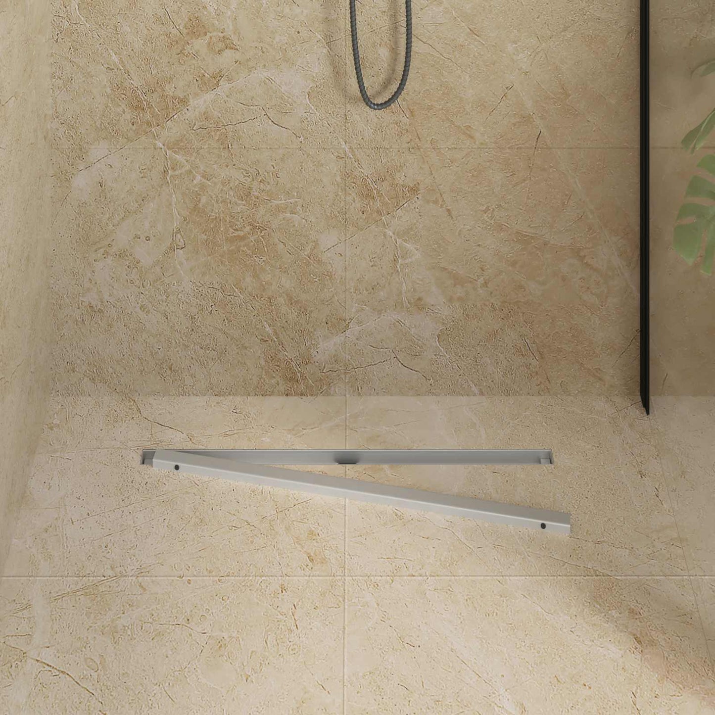 vidaXL 360° Shower Drain with Slim Model Silver 70 cm