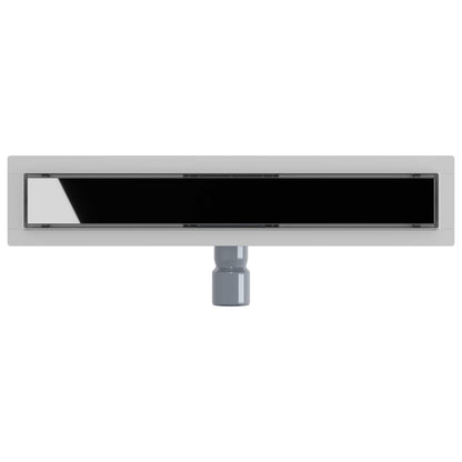 vidaXL Shower Drain with Glass Cover Black 60 cm Stainless Steel 304