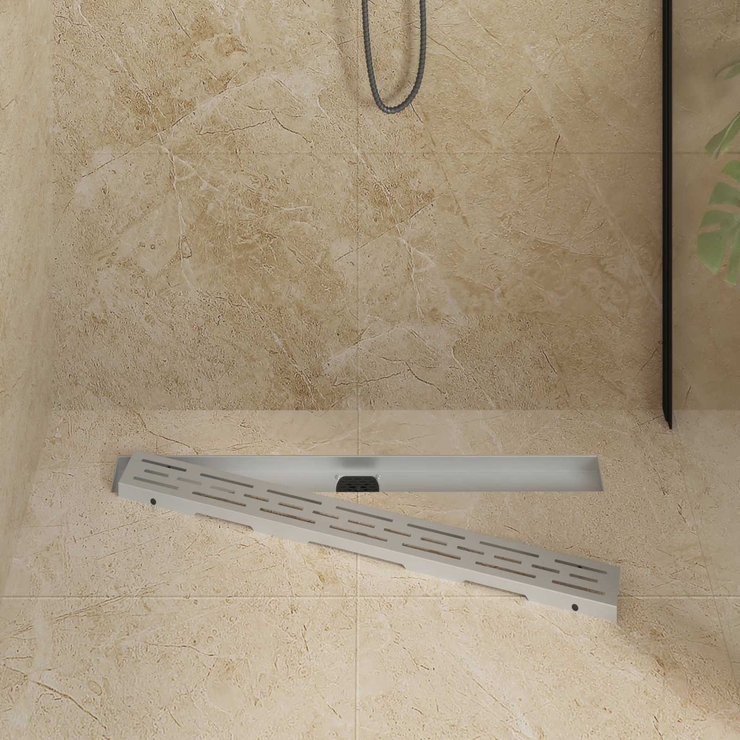 vidaXL Shower Drain Line Design with 360° Siphon Silver 80 cm