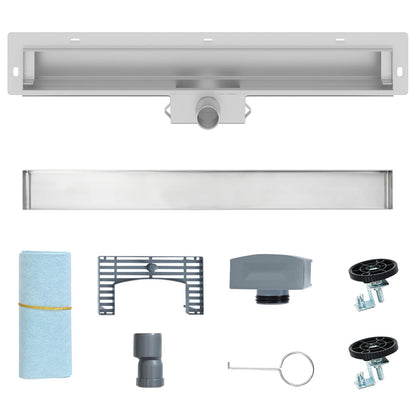 vidaXL Wall Mounted Shower Drain Silver 60 cm Stainless Steel 304