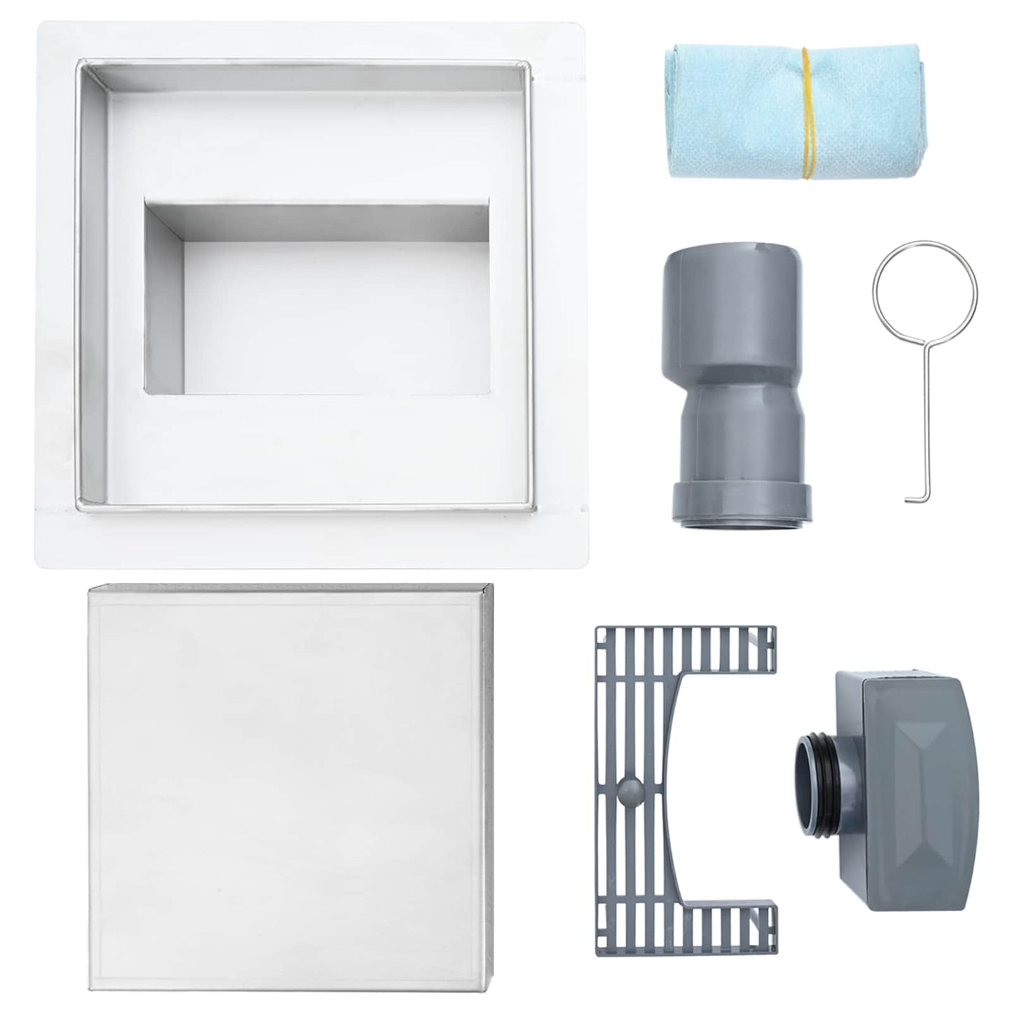vidaXL 2 in 1 Shower Drain Silver 20 x 20 cm Stainless Steel 304
