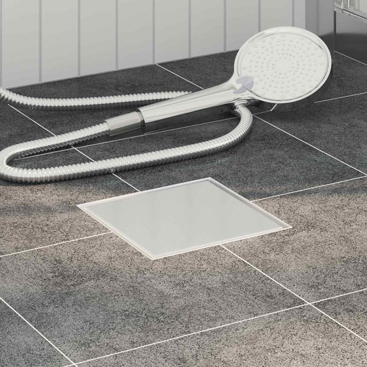 vidaXL 2 in 1 Shower Drain Silver 20 x 20 cm Stainless Steel 304