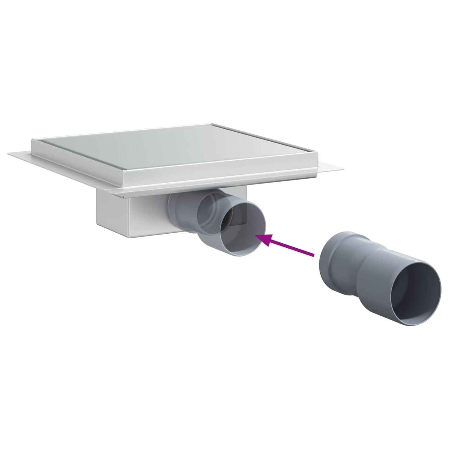 vidaXL 2 in 1 Shower Drain Silver 20 x 20 cm Stainless Steel 304