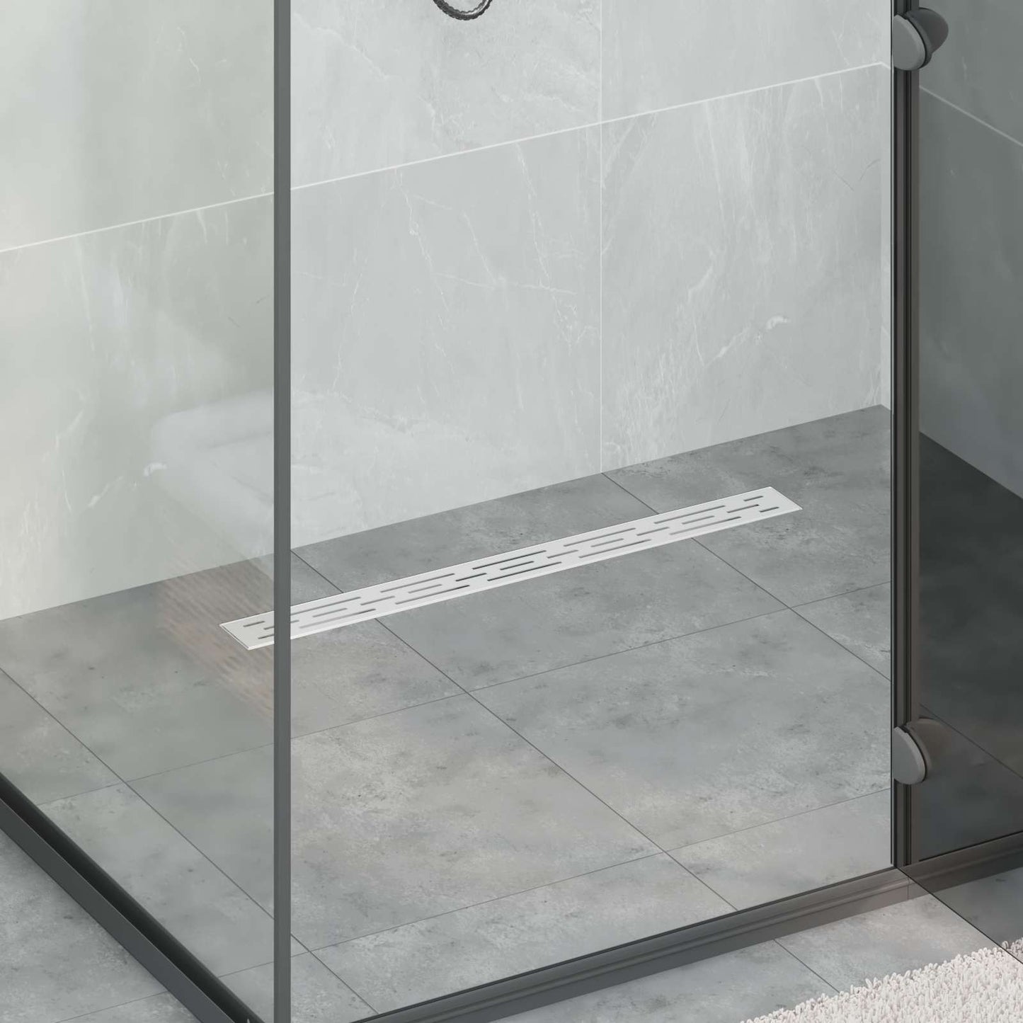 vidaXL Shower Drain with Line Design Silver 80 cm Stainless Steel 304