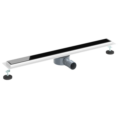 vidaXL Shower Drain Glass Cover with 360° Siphon Black 80 cm