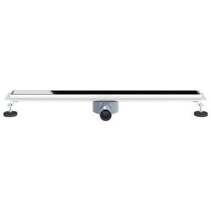 vidaXL Shower Drain Glass Cover with 360° Siphon Black 80 cm