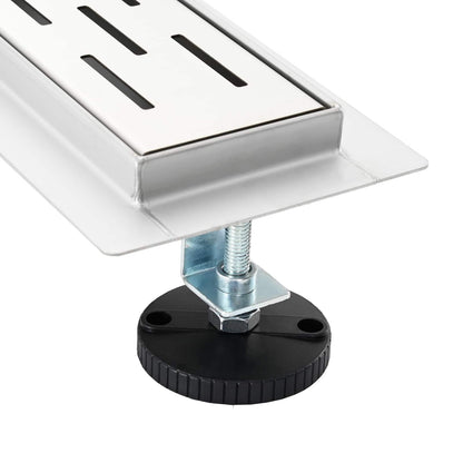 vidaXL Shower Drain Line Design with 360° Siphon Silver 100 cm