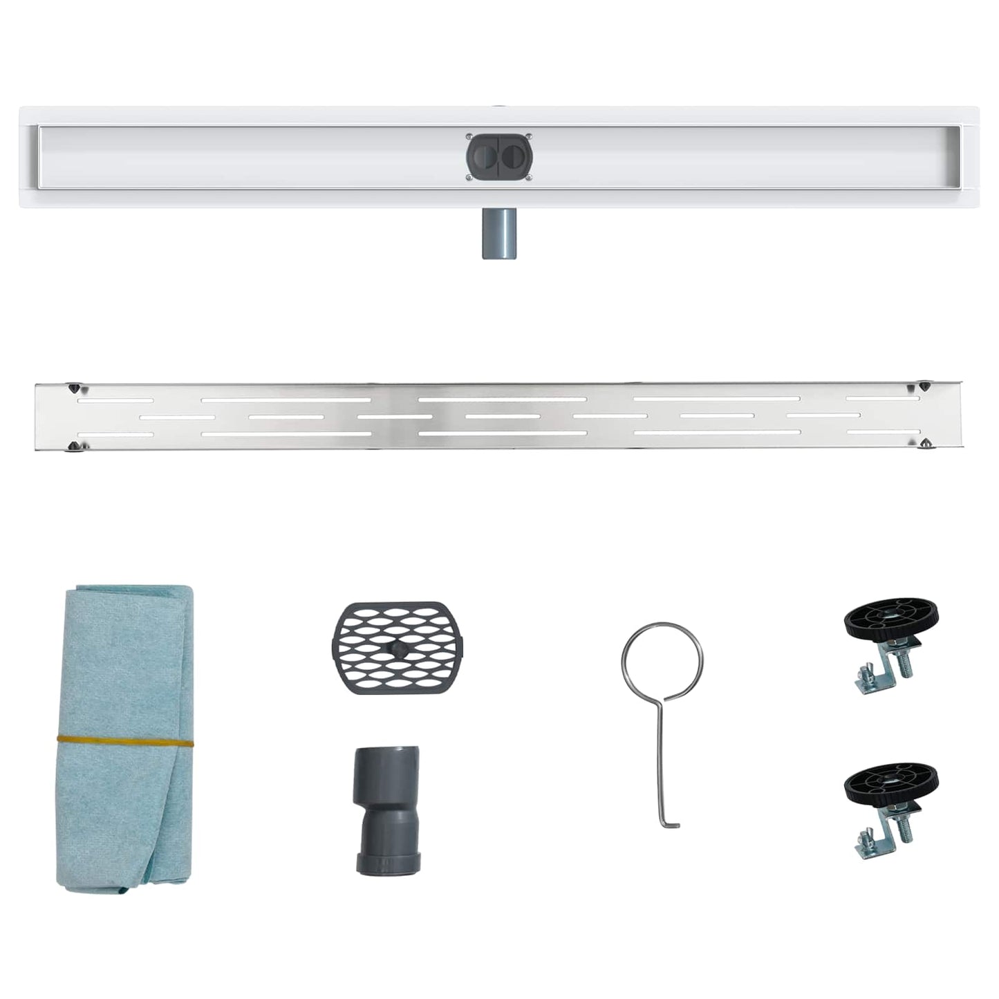 vidaXL Shower Drain Line Design with 360° Siphon Silver 100 cm