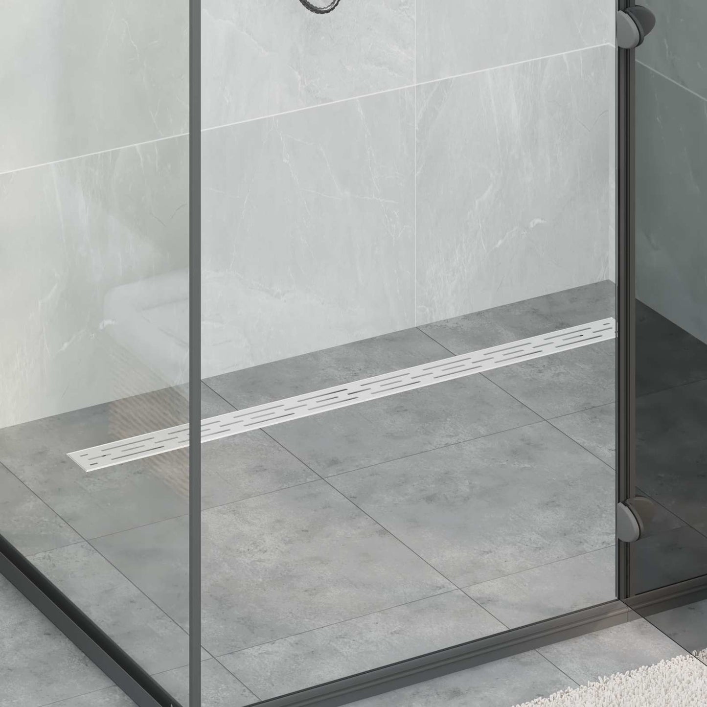 vidaXL Shower Drain Line Design with 360° Siphon Silver 100 cm