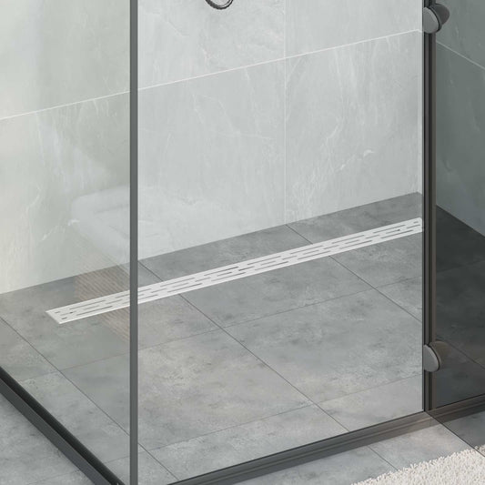 vidaXL Shower Drain Line Design with 360° Siphon Silver 100 cm
