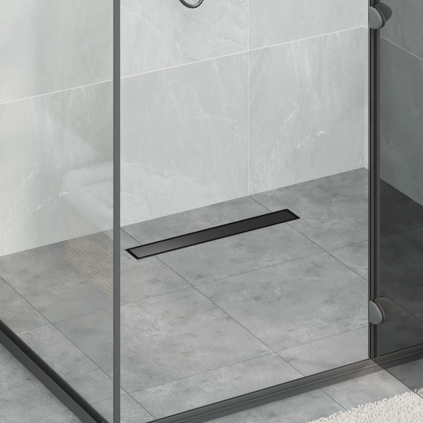 vidaXL 2 in 1 Shower Drain Black 50 cm Stainless Steel 304