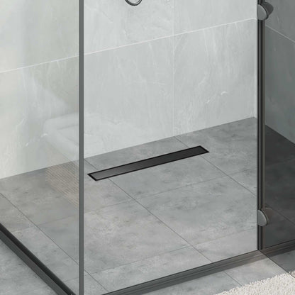 vidaXL 2 in 1 Shower Drain Black 50 cm Stainless Steel 304