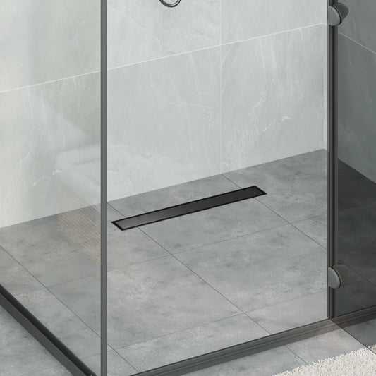 vidaXL 2 in 1 Shower Drain Black 50 cm Stainless Steel 304