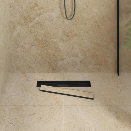 vidaXL 2 in 1 Shower Drain Black 50 cm Stainless Steel 304