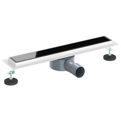 vidaXL Shower Drain Glass Cover with 360° Siphon Black 50 cm