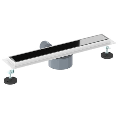 vidaXL Shower Drain Glass Cover with 360° Siphon Black 50 cm