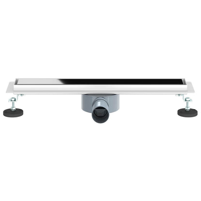 vidaXL Shower Drain Glass Cover with 360° Siphon Black 50 cm