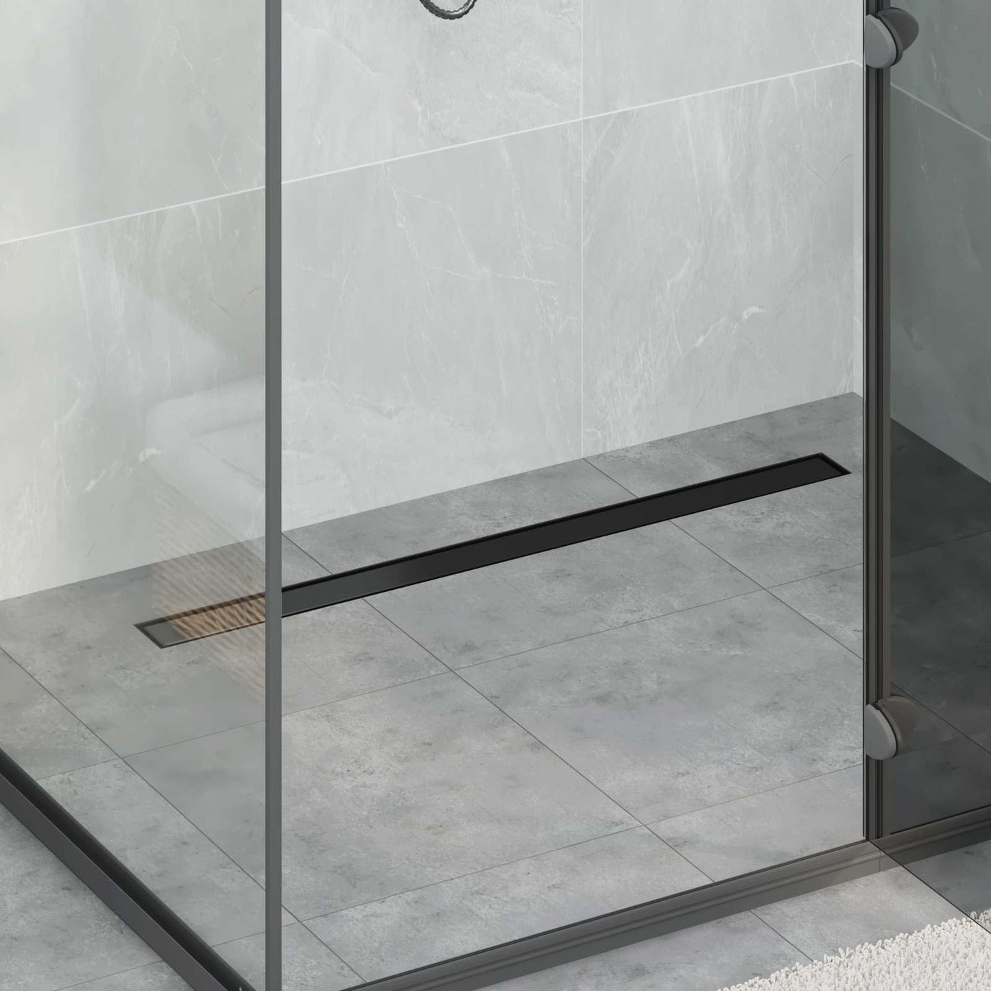vidaXL 2 in 1 Shower Drain Black 90 cm Stainless Steel 304