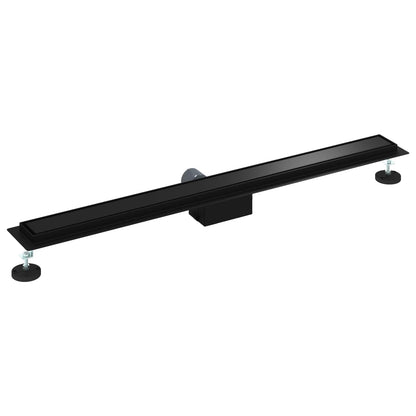 vidaXL 2 in 1 Shower Drain Black 90 cm Stainless Steel 304