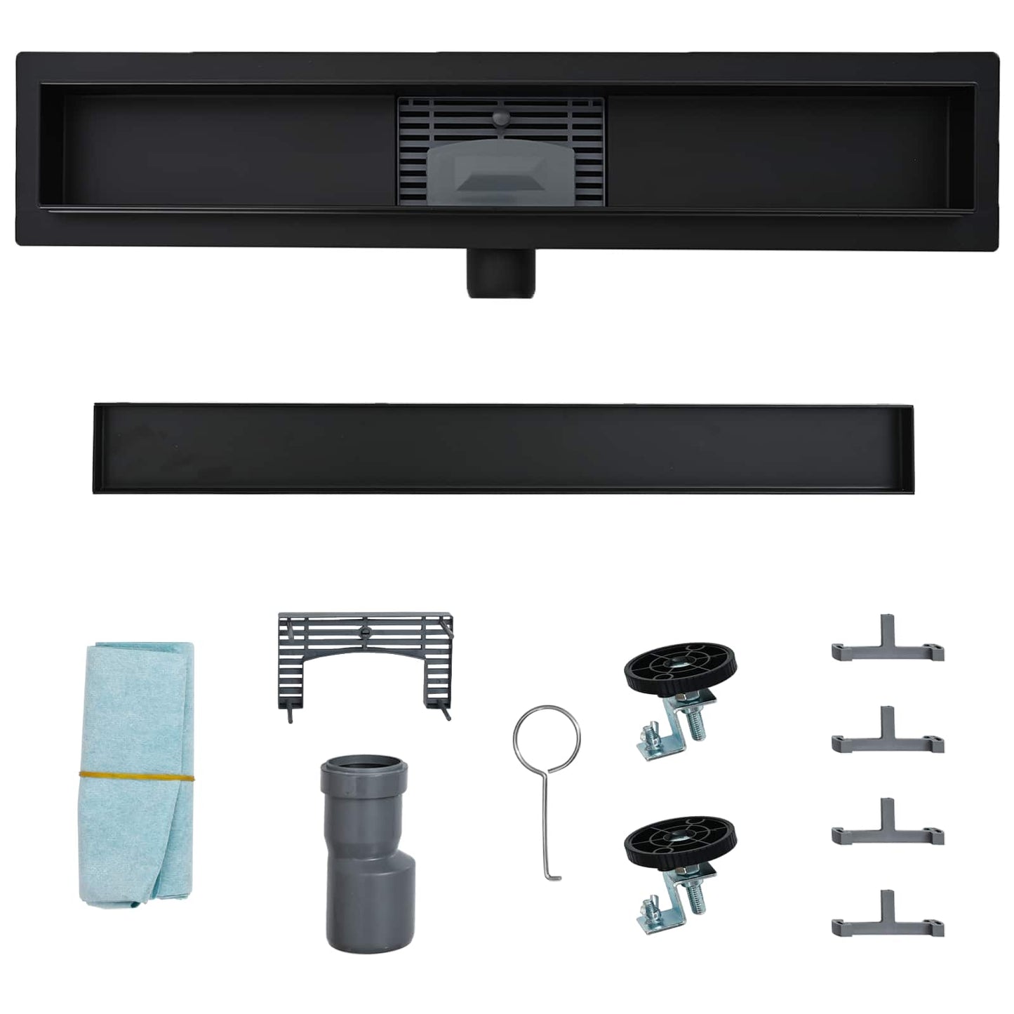 vidaXL 2 in 1 Shower Drain Black 80 cm Stainless Steel 304