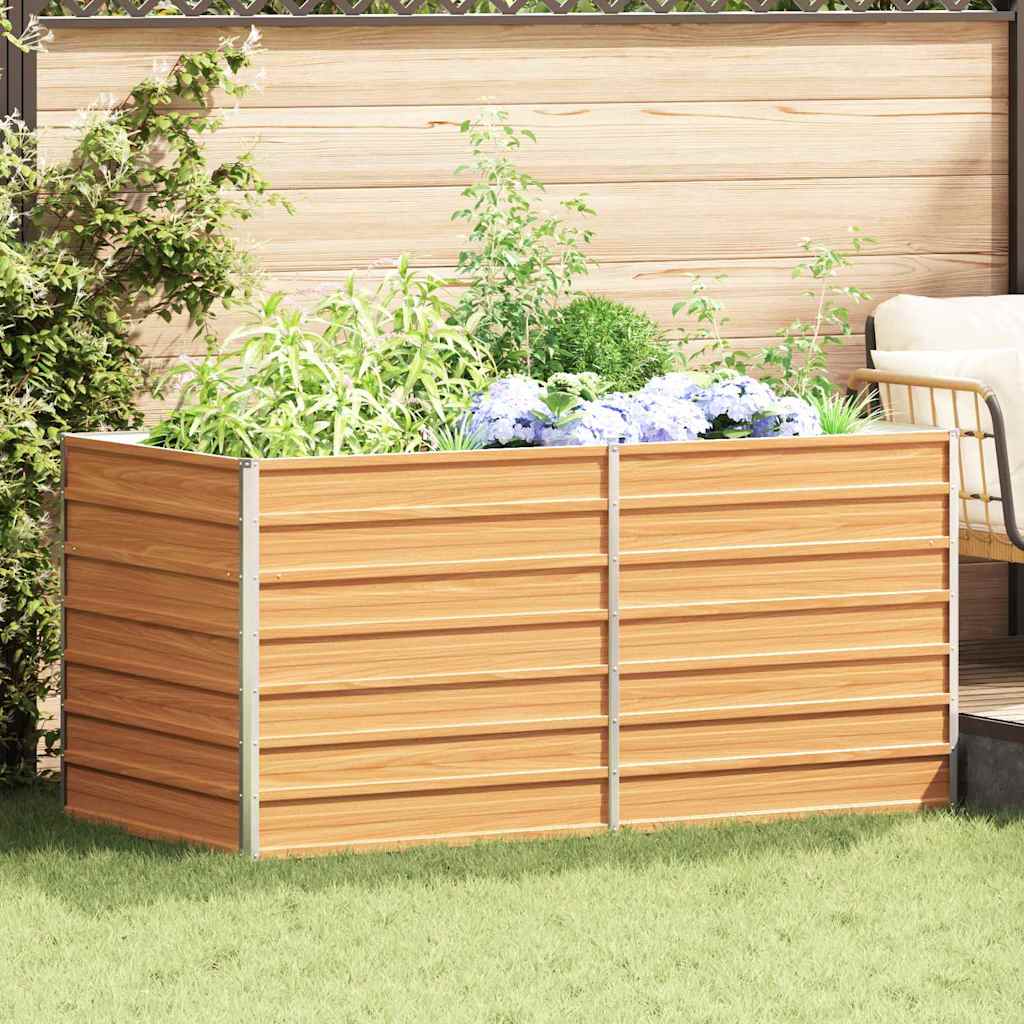 vidaXL Garden Raised Bed Light Brown 160 x 80 x 77 cm Galvanised Steel