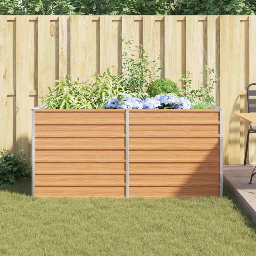 vidaXL Garden Raised Bed Light Brown 160 x 80 x 77 cm Galvanised Steel