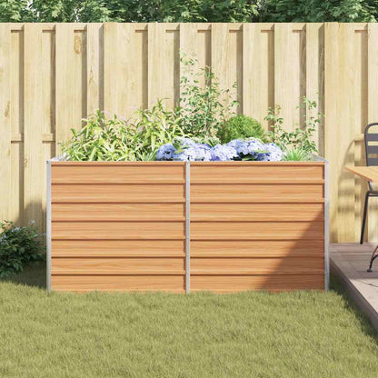 vidaXL Garden Raised Bed Light Brown 160 x 80 x 77 cm Galvanised Steel