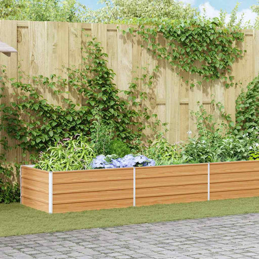 vidaXL Garden Raised Bed Light Brown 600 x 80 x 45 cm Galvanised Steel