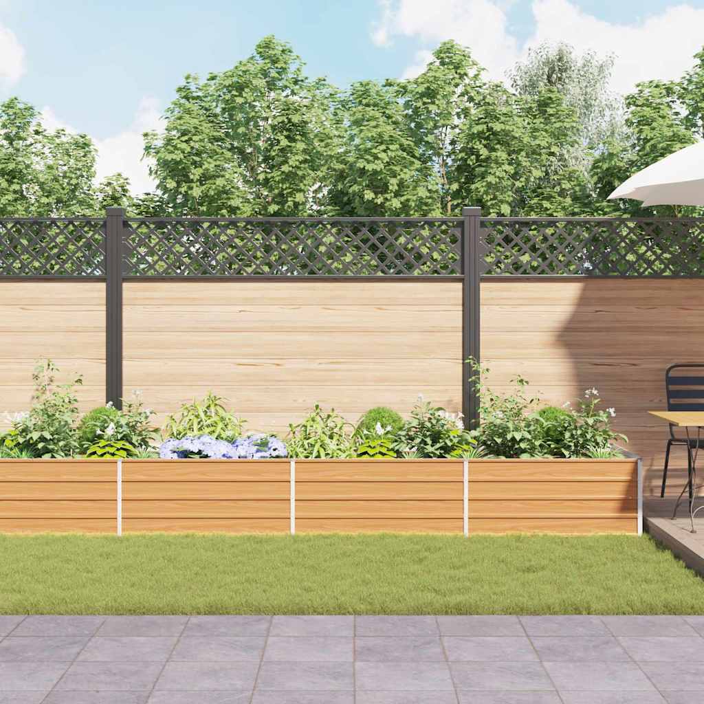 vidaXL Garden Raised Bed Light Brown 600 x 80 x 45 cm Galvanised Steel