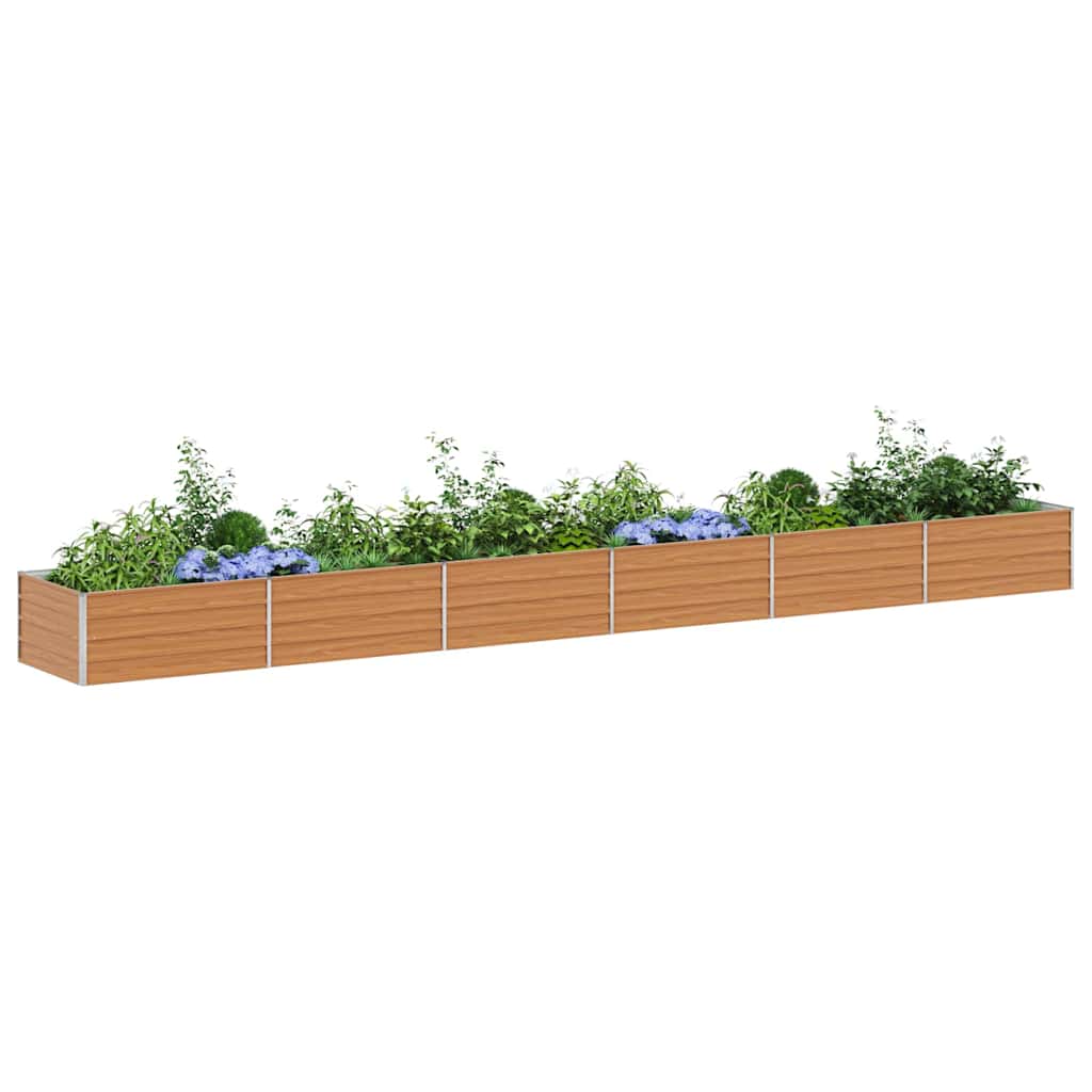 vidaXL Garden Raised Bed Light Brown 600 x 80 x 45 cm Galvanised Steel