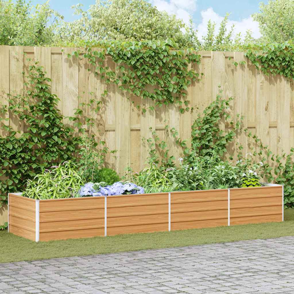 vidaXL Garden Raised Bed Light Brown 320 x 80 x 45 cm Galvanised Steel