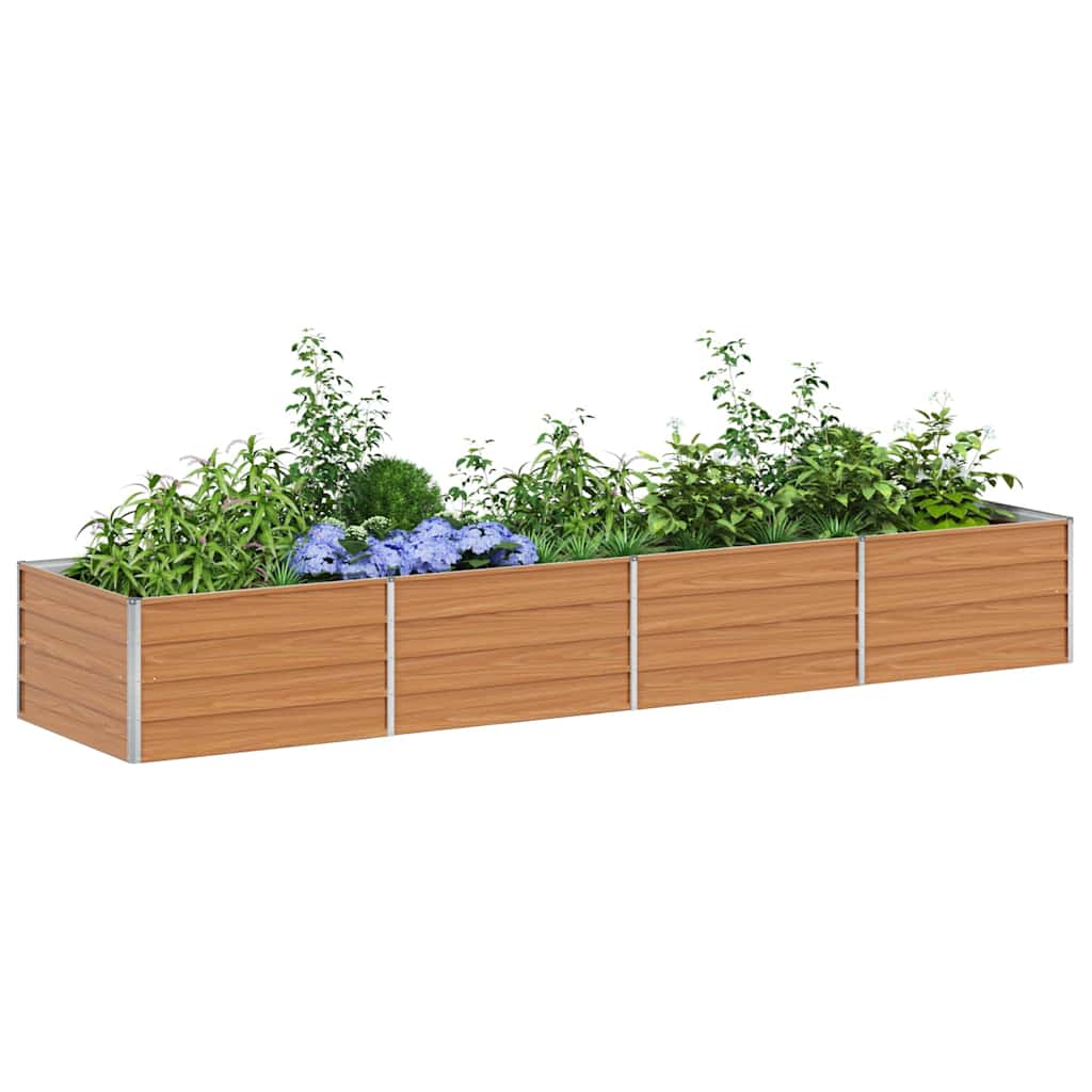 vidaXL Garden Raised Bed Light Brown 320 x 80 x 45 cm Galvanised Steel
