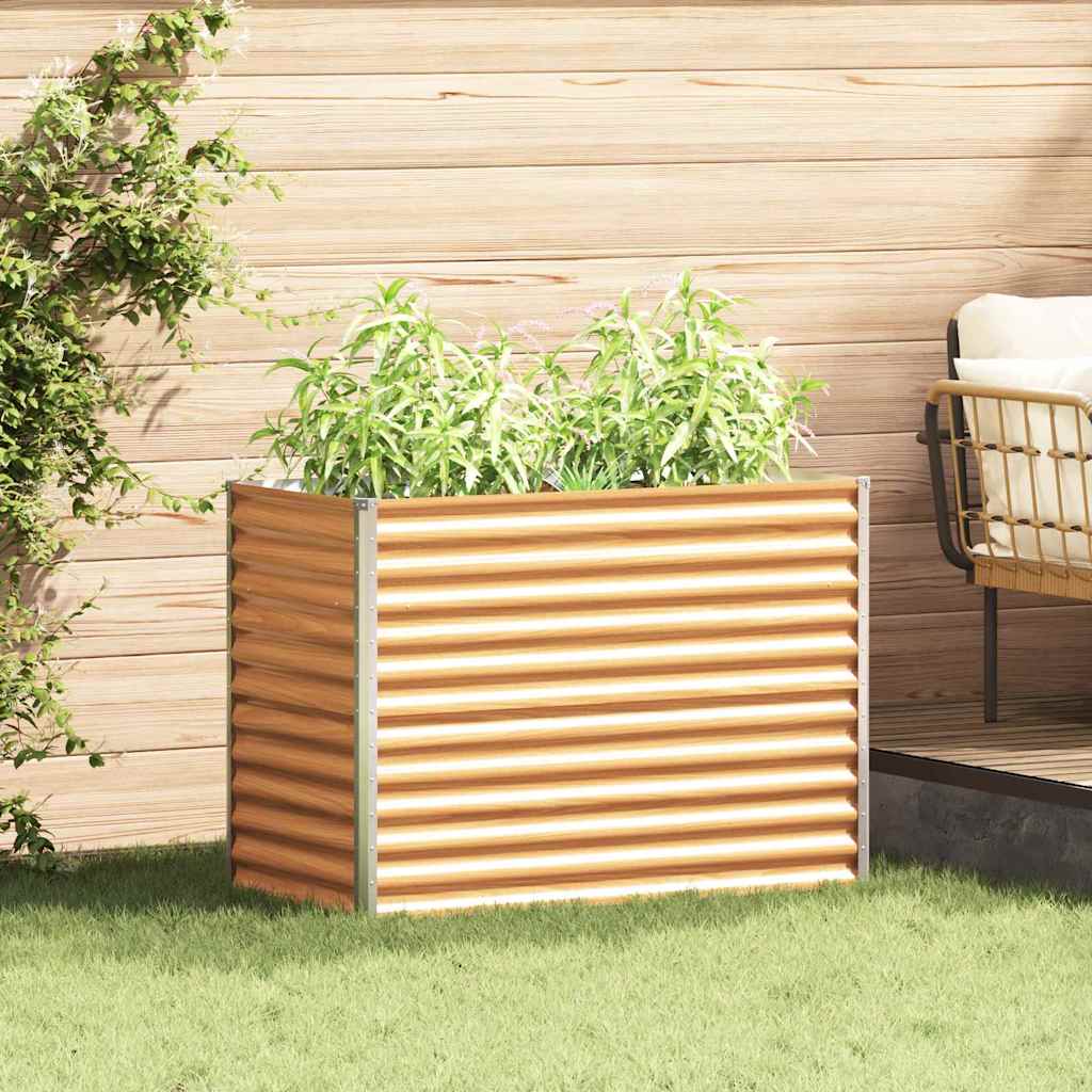 vidaXL Garden Raised Bed Light Brown 98 x 50 x 68 cm Galvanised Steel