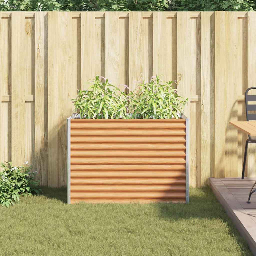 vidaXL Garden Raised Bed Light Brown 98 x 50 x 68 cm Galvanised Steel