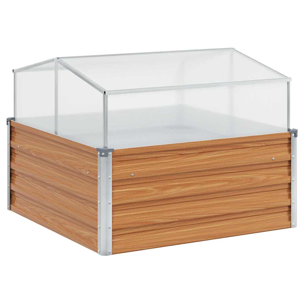 vidaXL Garden Planter with Greenhouse Light Brown 100 x 100 x 77 cm
