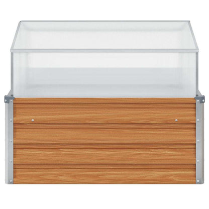 vidaXL Garden Planter with Greenhouse Light Brown 100 x 100 x 77 cm