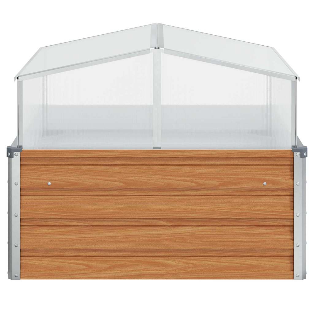 vidaXL Garden Planter with Greenhouse Light Brown 100 x 100 x 77 cm