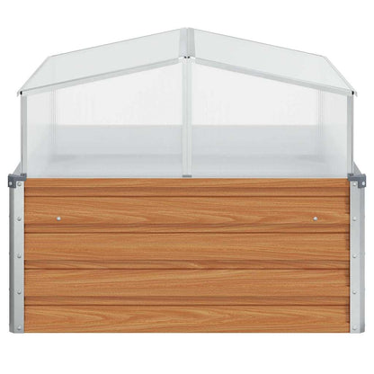vidaXL Garden Planter with Greenhouse Light Brown 100 x 100 x 77 cm