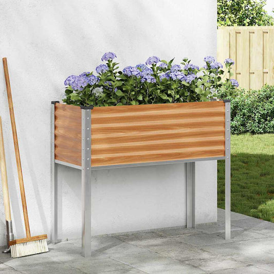 vidaXL Garden Planter Light Brown 100 x 45 x 90 cm Galvanised Steel